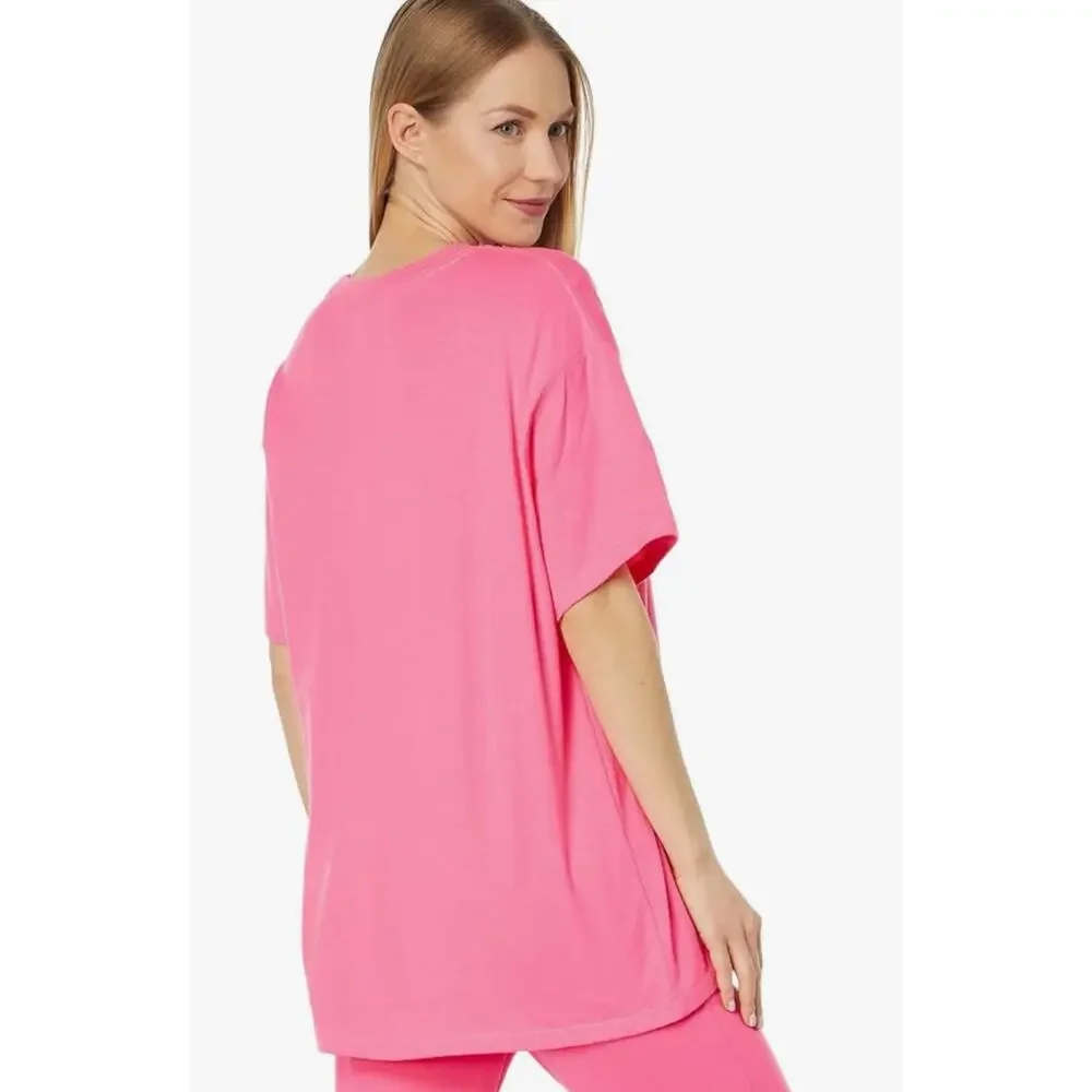 Champion Womens Size M Joyful Pink Classic Oversized Crewneck Logo Tee T-Shirt - Picture 3 of 12